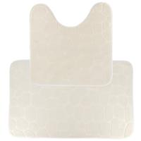 Tendance Badkamer Matten set Pebble - toilet en bad mat - creme wit - memory foam - microfiber