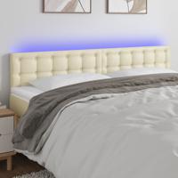 Hoofdbord LED 160x5x78/88 cm kunstleer crèmekleurig