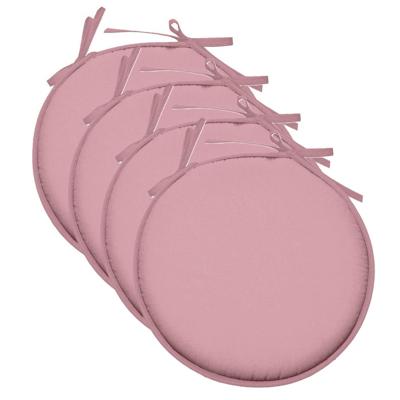 Stof Textile Home stoelkussens - 4x - lichtroze - D40 x H3 cm - voor binnen - rond