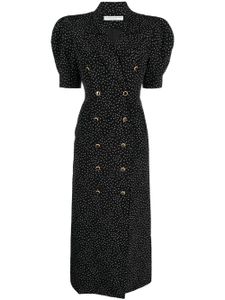 Alessandra Rich robe mi-longue en soie à pois - Noir