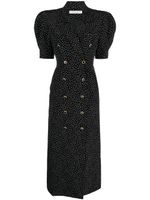 Alessandra Rich robe mi-longue en soie à pois - Noir