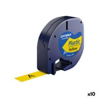 Gelamineerde Tape voor Labelmakers Dymo 91202 12 mm LetraTag® Zwart Geel (10 Stuks)