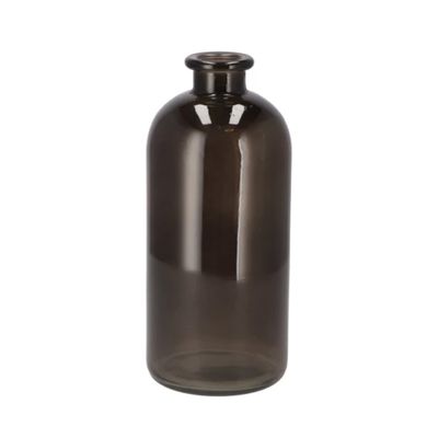 Bloemenvaas fles model - helder gekleurd glas - zwart - D11 x H25 cm