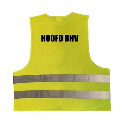 Hoofd BHV vestje / hesje geel met reflecterende strepen voor volwassenen