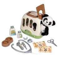 Smoby - Veterinaire koffer - 1 panda knuffel en vele accessoires - 2 in 1 product: Transportkooi - Franse productie