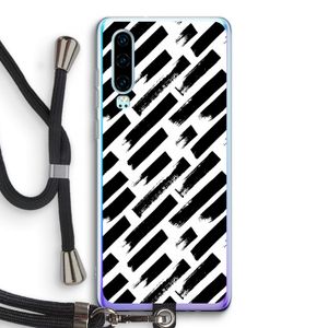 Zwarte vegen: Huawei P30 Transparant Hoesje met koord