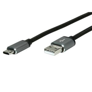 ROLINE 11029029 USB-kabel 3 m USB 2.0 USB A USB C Zwart, Zilver