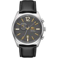 Lacoste horlogeband 2010728 / 2010729 / LC-68-1-14-2489 Leder Zwart 24mm + zwart stiksel