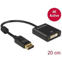 Delock 62599 DisplayPort-kabel DisplayPort / DVI Adapterkabel DisplayPort-stekker, DVI-I 24+5-polige bus 0.20 m Zwart Vergulde steekcontacten - thumbnail