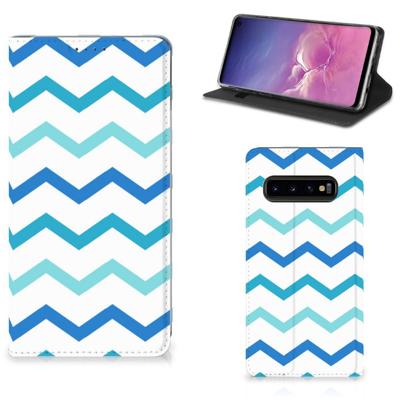 Samsung Galaxy S10 | Hoesje met Magneet | Zigzag Blauw