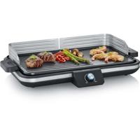 Plancha regolabile fino a 230°C - SEVERIN PG8564 - Piastra antiaderente rimovibile - Grill elettrico con raccogligrasso - Nero