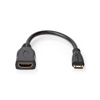 High Speed HDMI-Kabel met Ethernet | HDMI Mini-Connector | HDMI Output | 4K@30Hz | 10.2 Gbps | 0.20 m | Rond | PVC | Zwart - thumbnail