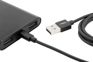 Ansmann USB-kabel USB 2.0 USB-A stekker, USB-micro-B stekker 1.20 m Zwart Aluminium-stekker, TPE-mantel 1700-0076