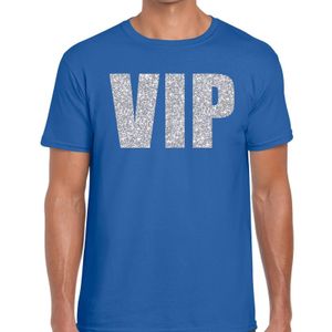 VIP zilver glitter tekst t-shirt blauw heren