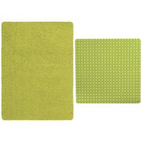 MSV Douche anti-slip mat en droogloop mat - Venice badkamer set - rubber/microvezel - limegroen - Badmatjes