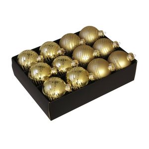 24x stuks luxe glazen gedecoreerde kerstballen goud 7,5 cm - Kerstbal