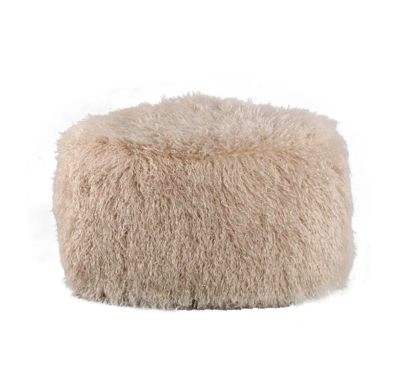 Miho Beige Faux Fur Poef
