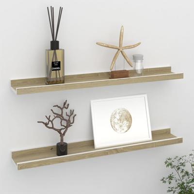 Wandschappen 2 st 60x9x3 cm wit en sonoma eikenkleurig