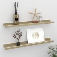 Wandschappen 2 st 60x9x3 cm wit en sonoma eikenkleurig