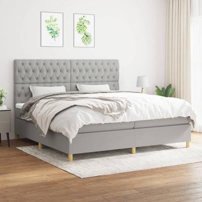 Boxspring met matras stof lichtgrijs 200x200 cm