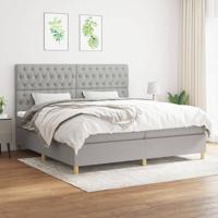 Boxspring met matras stof lichtgrijs 200x200 cm