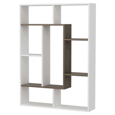 Homemania Boekenkast Liam 100x22x136 cm wit en walnootkleurig