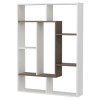 Homemania Boekenkast Liam 100x22x136 cm wit en walnootkleurig - thumbnail