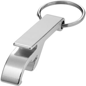 Flessen openers sleutelhanger - zilver - 5.5 cm - met sleutelsring