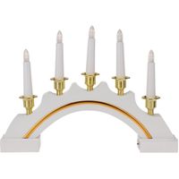 Kaarsenbrug wit/goud van kunststof met LED verlichting 37 x 5 x 27 cm - thumbnail
