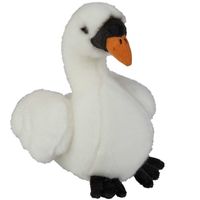 Pluche knuffel dieren Witte Zwaan vogel van 18 cm - thumbnail