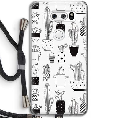 Cactusmotief: LG V30 Transparant Hoesje met koord