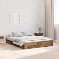 Opbergbedframe met lade Oud hout 135 x 190 cm Bewerkt hout