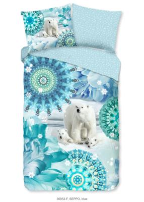 HIP Dekbedovertrek "mandala's en ijsberen" - Blauw - (140x200/220 cm) - Katoen Flanel