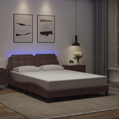 Bedframe met LED-verlichting kunstleer bruin 140x190 cm