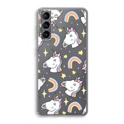 Rainbow Unicorn: Samsung Galaxy S21 Transparant Hoesje