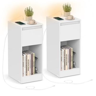 Nachtkastje met ledverlichting en usb aansluitingen, Wolkenwit / 2