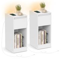 Nachtkastje met ledverlichting en usb aansluitingen, Wolkenwit / 2