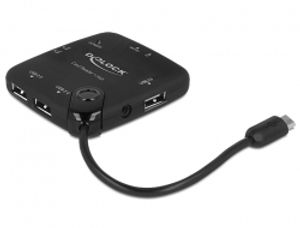 Delock 65529 Micro USB OTG-kaartlezer + 3-poorts USB-hub