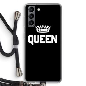 Queen zwart: Samsung Galaxy S21 Transparant Hoesje met koord