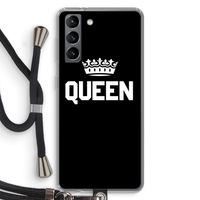 Queen zwart: Samsung Galaxy S21 Transparant Hoesje met koord