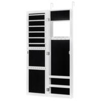 Sieradenkast met Full-Body Spiegel en Ingebouwde Make-Upspiegel Sieradenspiegelkast voor Ringen Kettinghaken en Oorbellen Wit