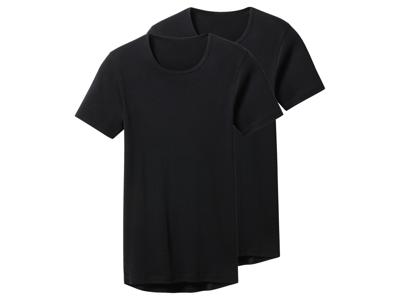 esmara Men Set van 2 heren T-shirts (Ronde hals, Zwart, L)