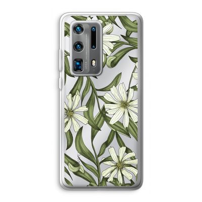 Wit bloemenpatroon: Huawei P40 Pro Plus Transparant Hoesje
