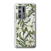 Wit bloemenpatroon: Huawei P40 Pro Plus Transparant Hoesje