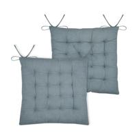 Stof Textile stoelkussen Coline - 2x - ijsblauw - 38 x 38 x 4 cm - touwtjes sluiting Stof Textile stoelkussen Coline - 2x - ijsblauw - 38 x 38 x 4 cm - touwtjes sluiting