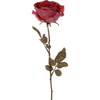 Kunstbloem roos Calista - rood - 66 cm - kunststof steel - decoratie bloemen - thumbnail