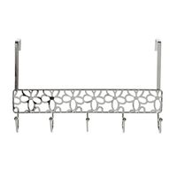 Deurhanger kapstok zilver met bloemenpatroon en 5 haken 32 cm Deurhanger kapstok zilver met bloemenpatroon en 5 haken 32 cm