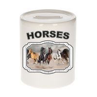 Dieren paard spaarpot - horses/ paarden spaarpotten kinderen 9 cm - thumbnail
