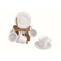Set van koffiekopjes Home ESPRIT Wit Bamboe Porselein 200 ml