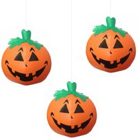 Halloween LED pompoen - 10x - oranje - opblaasbaar - ophangbaar - 24 cm - thumbnail